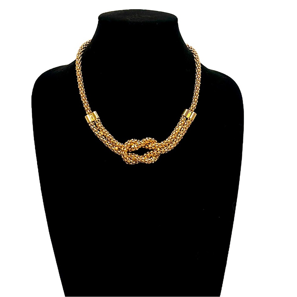 Talbots Gold Woven Knot Collar Necklace New - Picture 3 of 7
